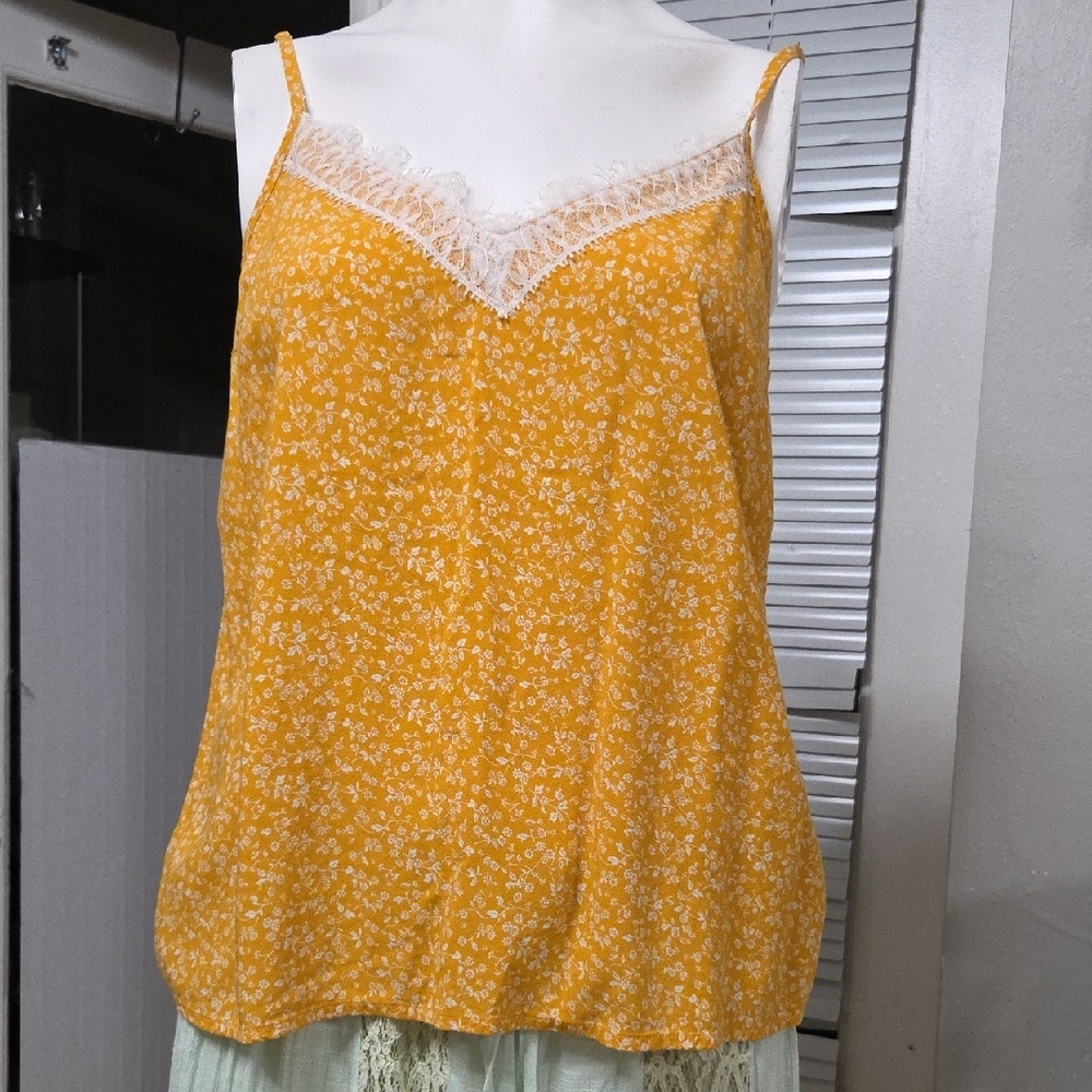 Abercrombie & Fitch Mustard Floral Lace Cami medium Sz [1291]